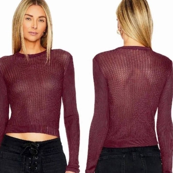 Free People H20 Crew Pullover~Raw Garnet - Picture 3 of 4